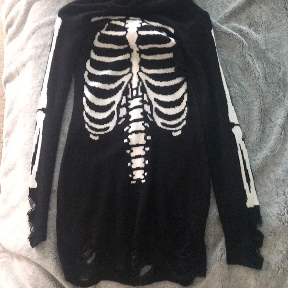 Hooded Skeleton Sweater Dress W Tears 